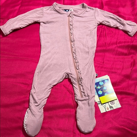 Kickee Pants Mauve Ruffle Footie - Picture 1 of 3